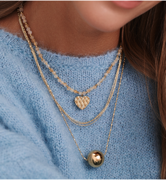 Zestaw trzech naszyjników w odcieniach złota z kamieniami ZN0174