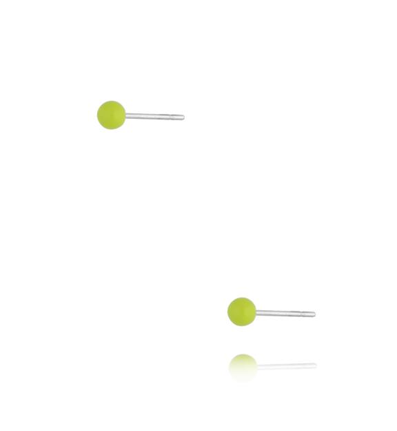 Kolczyki kulki z zieloną emalią 3 mm Enamel Balls KSA1698