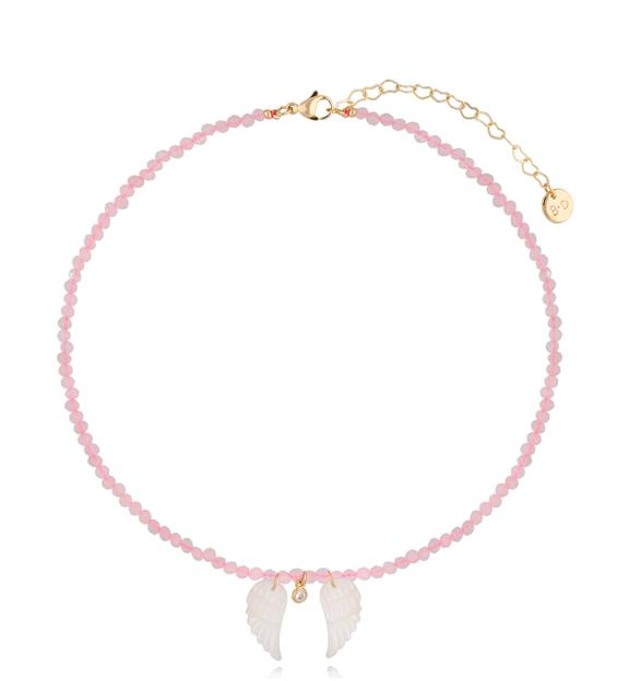 Naszyjnik różowy ze skrzydełkami White Wings NTW0433