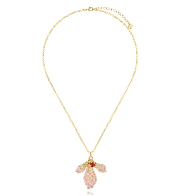 Naszyjnik z kwiatkiem różowy Floral Leaf NBI0027
