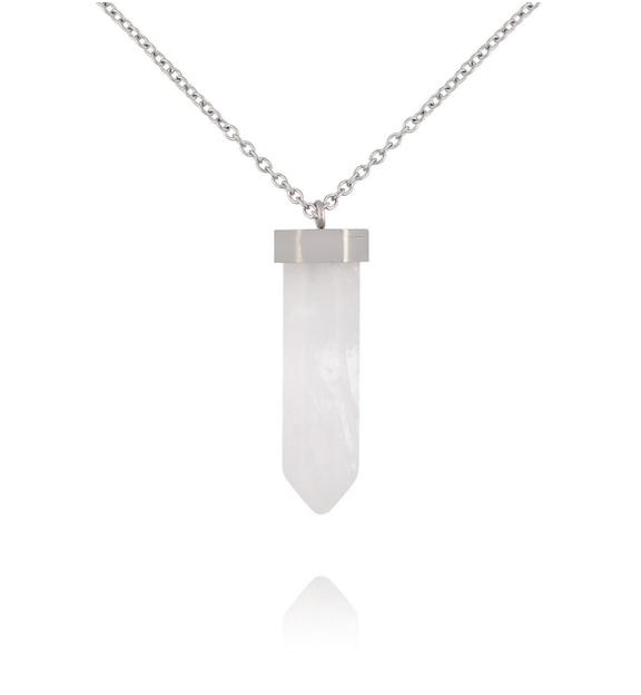 Naszyjnik z kwarcem na srebrnym łańcuszku NLB0375