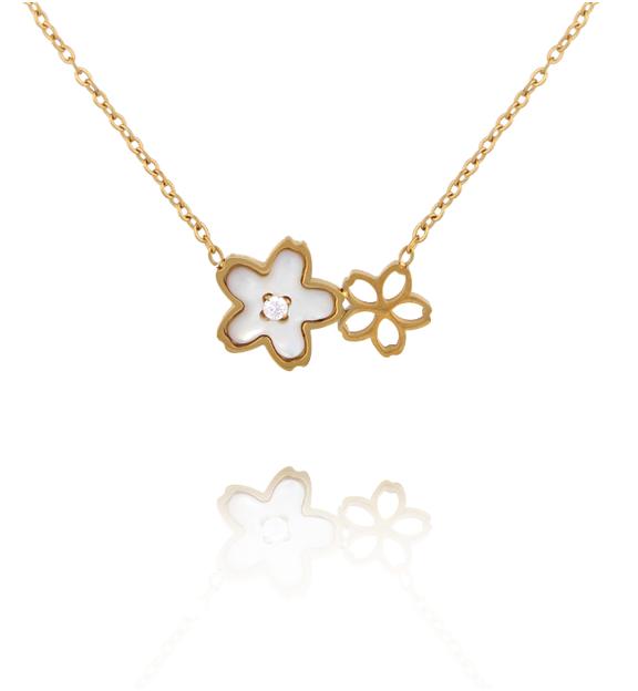 Naszyjnik z kwiatkami złoty NSY0884