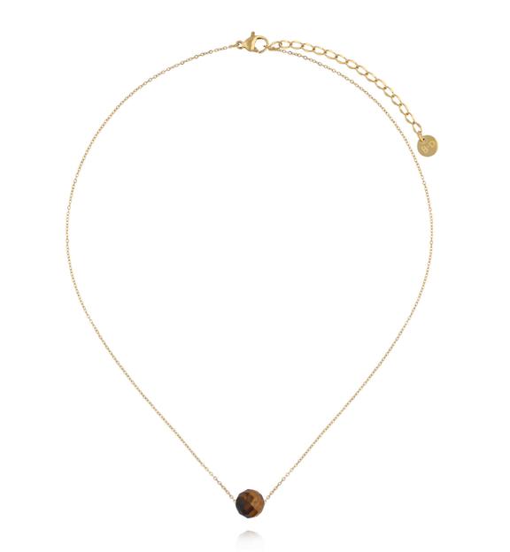 Naszyjnik z tygrysim okiem na delikatnym złotym łańcuszku NLB0376