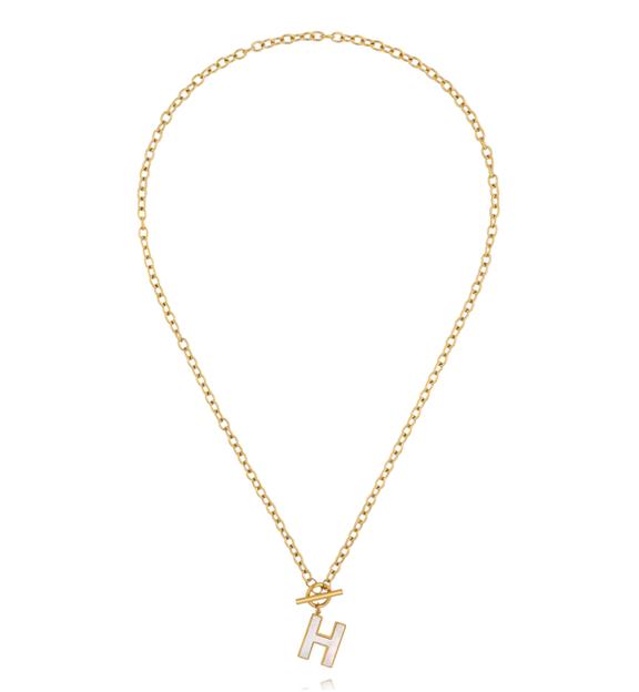 Naszyjnik z literą H i zapięciem toggle NSY0862