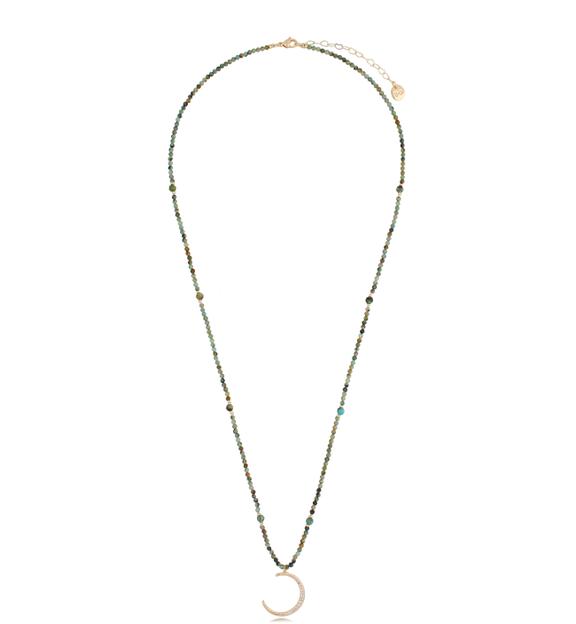 Naszyjnik z chryzokolami i księżycem Lungo NTW0472