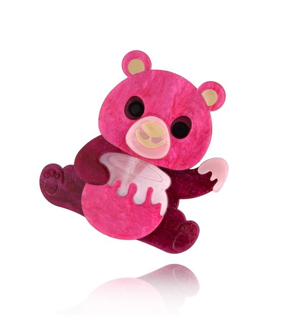 Broszka fuksjowa z misiem Teddy Bear Lover BRZA0055