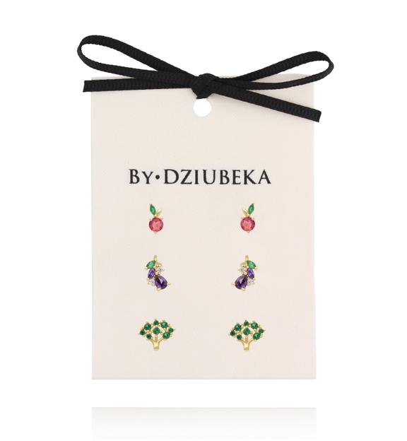 Zestaw kolczyków pozłacanych z kolorowymi cyrkoniami KLT0026