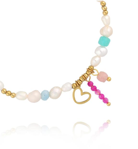 Bransoletka z perłami i serduszkiem BTW3382
