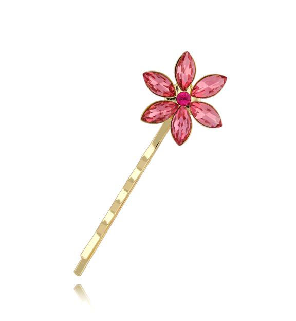 Wsuwka do włosów z różowym kwiatuszkiem Flor SSS0019