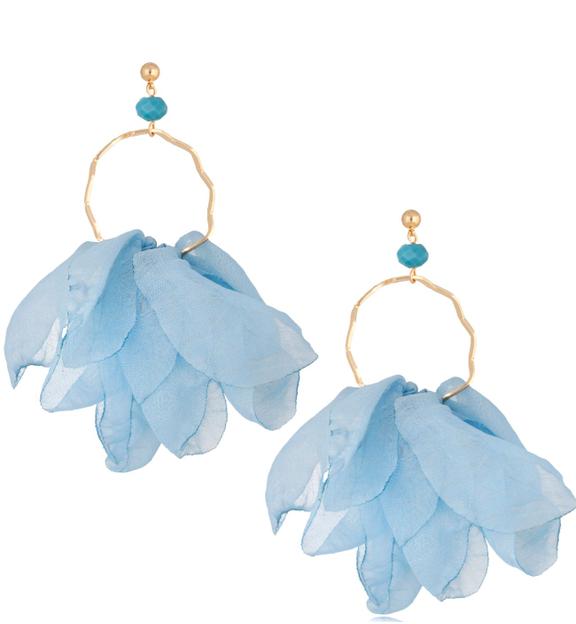 Kolczyki szaro błękitne z szyfonu Carino KBL1434