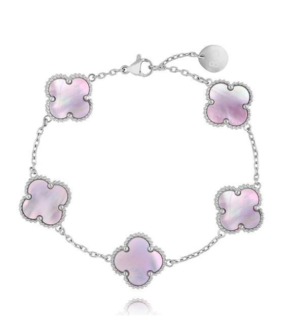 Bransoletka z koniczynkami i masą perłową Clovers BSY0118