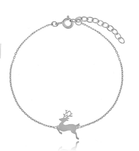 Bransoletka srebrna z jelonkiem I Love Christmas BSE0139