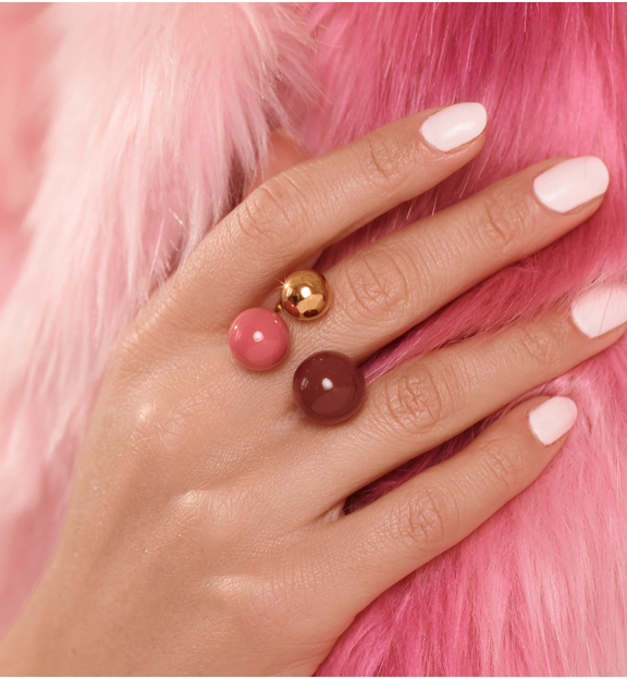 Pierścionek z kulkami w odcieniach burgundu i fuksji PSA1115