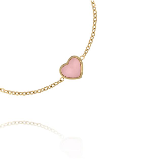 Bransoletka z sercem z kwarcu różowego BSA0999