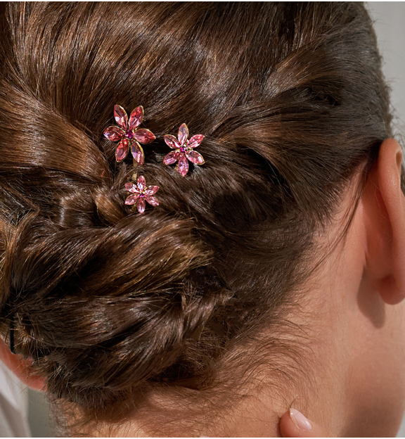 Wsuwka do włosów z różowym kwiatuszkiem Flor SSS0017