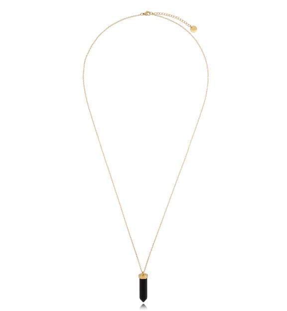 Naszyjnik złoty z czarnym agatem Go Get It 70 cm NSA0426