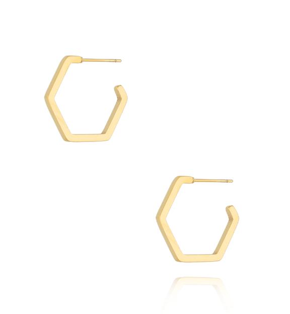 Kolczyki sześciokąty złote średnie Hexagon KSA1021
