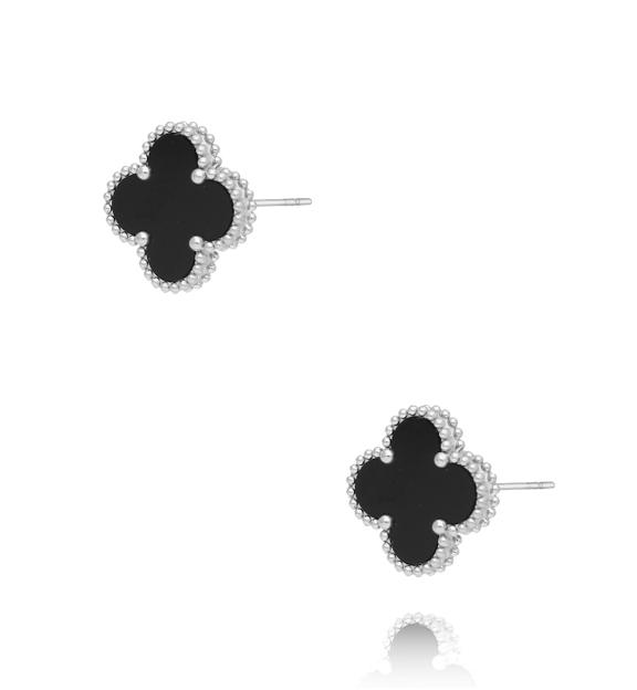 Kolczyki  czarne koniczynki Clover KSY0163