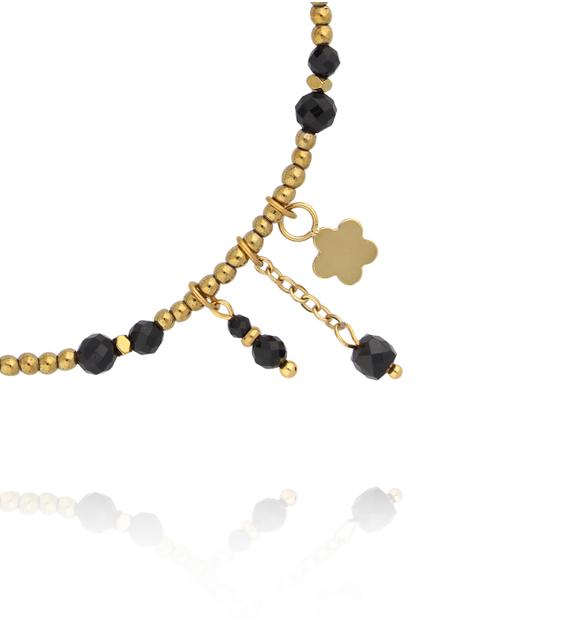 Bransoletka z czarnego turmalinu i hematytu z zawieszkami BTW3578