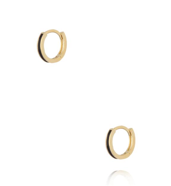 Zestaw złotych kolczyków kółek z emalią KLU0180