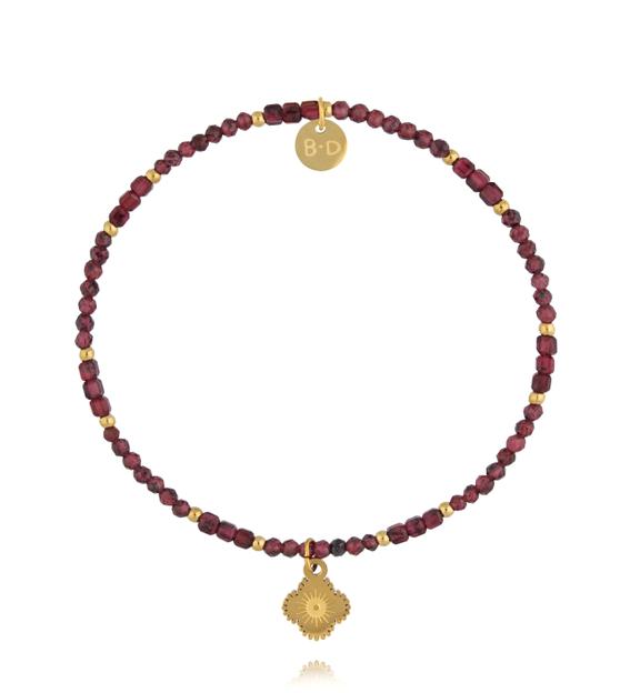 Bransoletka z granatu z koniczynką  BTW3541