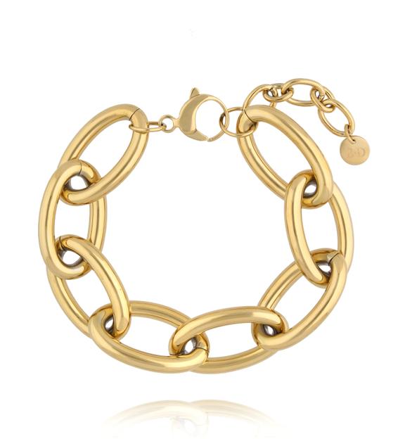 Bransoletka z masywnych ogniw w złotym kolorze BEA0059