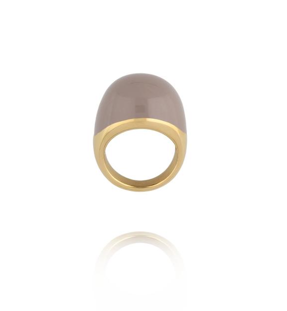 Pierścionek złoty z emalią  Light Taupe PSA1338