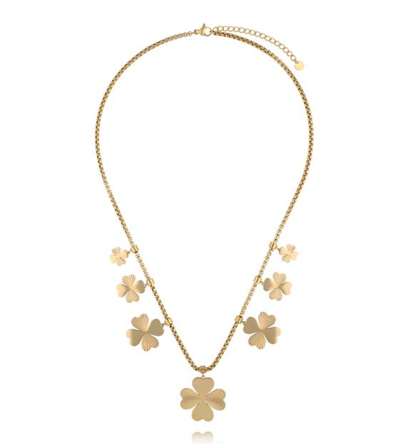 Naszyjnik z koniczynkami złoty NEA0039