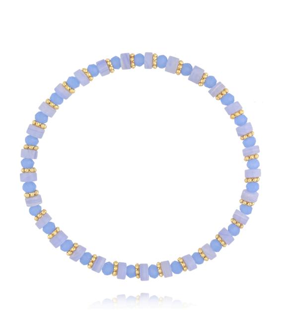 Bransoletka z błękitnego agatu i szklanych koralików BTW3621