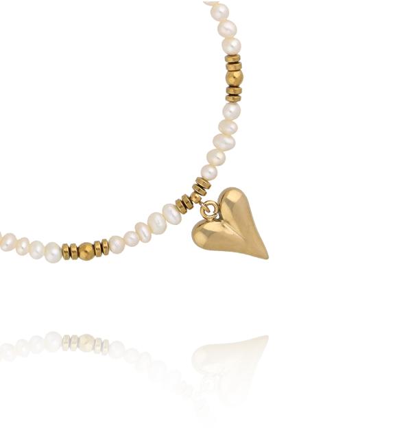 Bransoletka z pereł i zawieszką w kształcie serca BSY0545