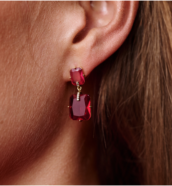 Kolczyki z malinowymi kryształami KSS2116
