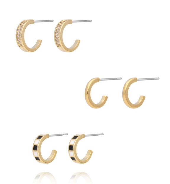 Zestaw złotych kolczyków KLU0176