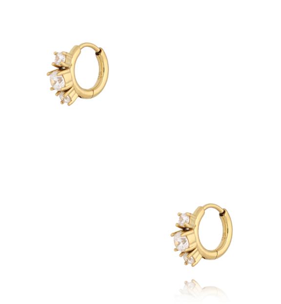 Kolczyki złocone z trzema cyrkoniami transparentnymi KSA2542