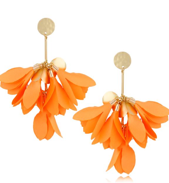 Kolczyki satynowe kwiaty pomarańczowe Flower KBL1129
