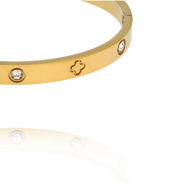 Bransoletka złota obręcz z cyrkoniami BSY0654