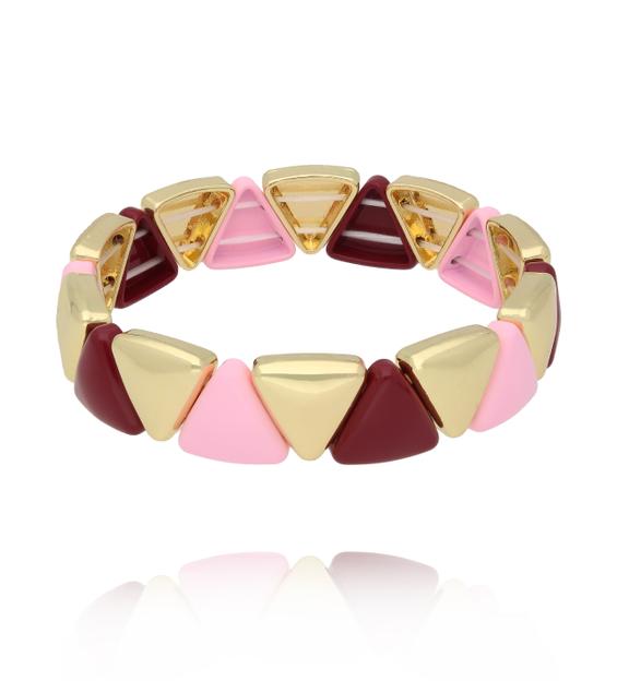 Bransoletka elastyczna w odcieniach różu, bordo i złota BCR0096