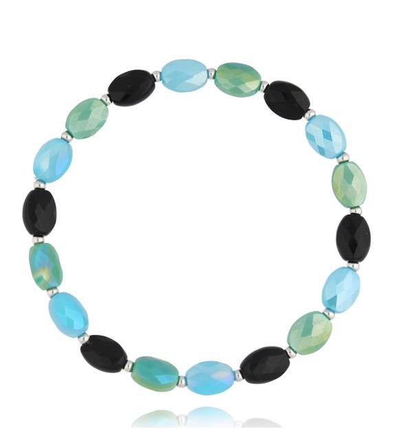 Bransoletka z zielono czarnymi kryształkami Togue BCY0036