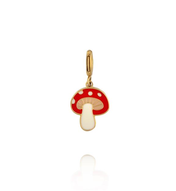 Charms złoty muchomorek z emalią CHA0228