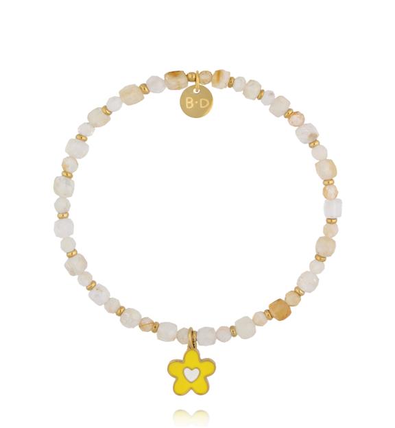 Bransoletka z cytrynu z emaliowanym kwiatkiem BTW3706