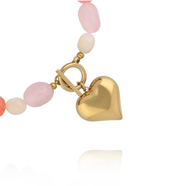 Bransoletka pastelowa ze złotym sercem BPA0605