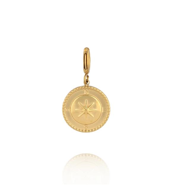 Charms złota róża wiatrów z kierunkami CHA0103