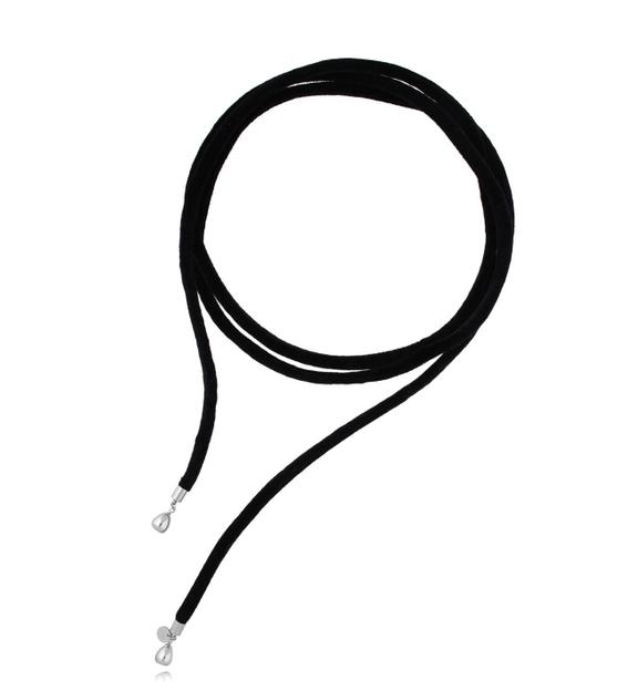 Naszyjnik z czarną tasiemką srebrny Black Ribbon NSA1009