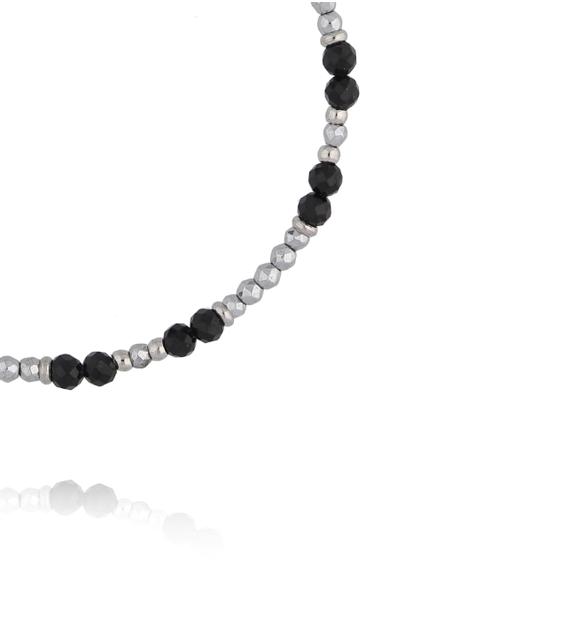 Bransoletka z hematytów i czarnych szklanych kryształków BTW3636