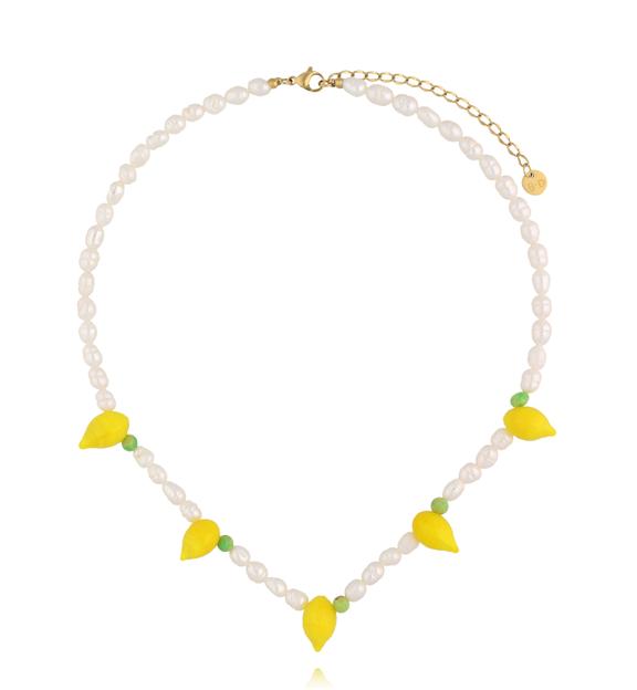 Naszyjnik z perłami i cytrynami NPA1479