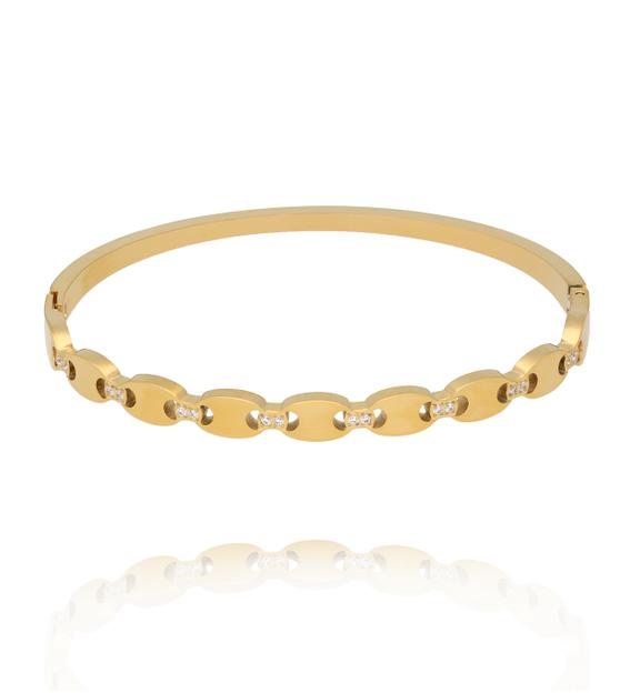 Bransoletka sztywna złota stal szlachetna BSY0658