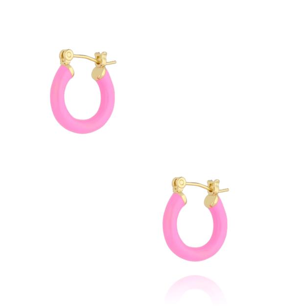 Kolczyki koła z różową emalią KSY0145