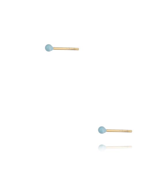 Kolczyki złote kulki z niebieską emalią 2 mm Enamel Balls KSA0793
