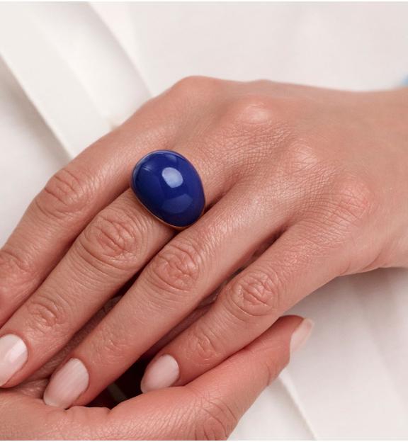 Pierścionek złoty z granatową emalią PSA1177