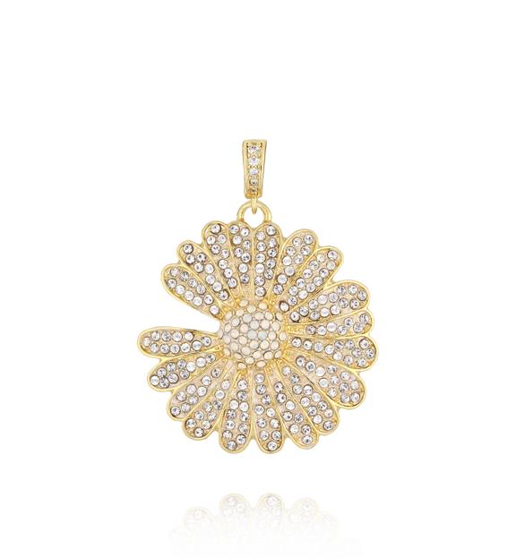 Charms złoty kwiat z błyszczącymi kryształkami CHSS0032