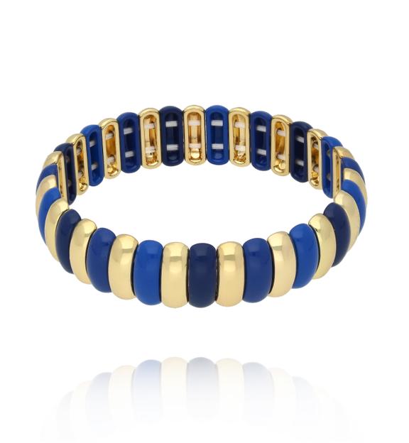 Bransoletka elastyczna w odcieniach kobaltu i złota BCR0071